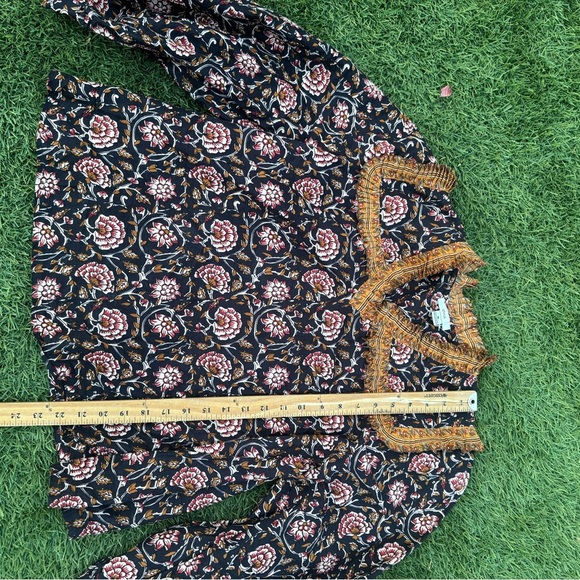 Anthropologie Othilia Sera Black Printed Ruffled Blouse Medium $158 - Picture 2 of 6